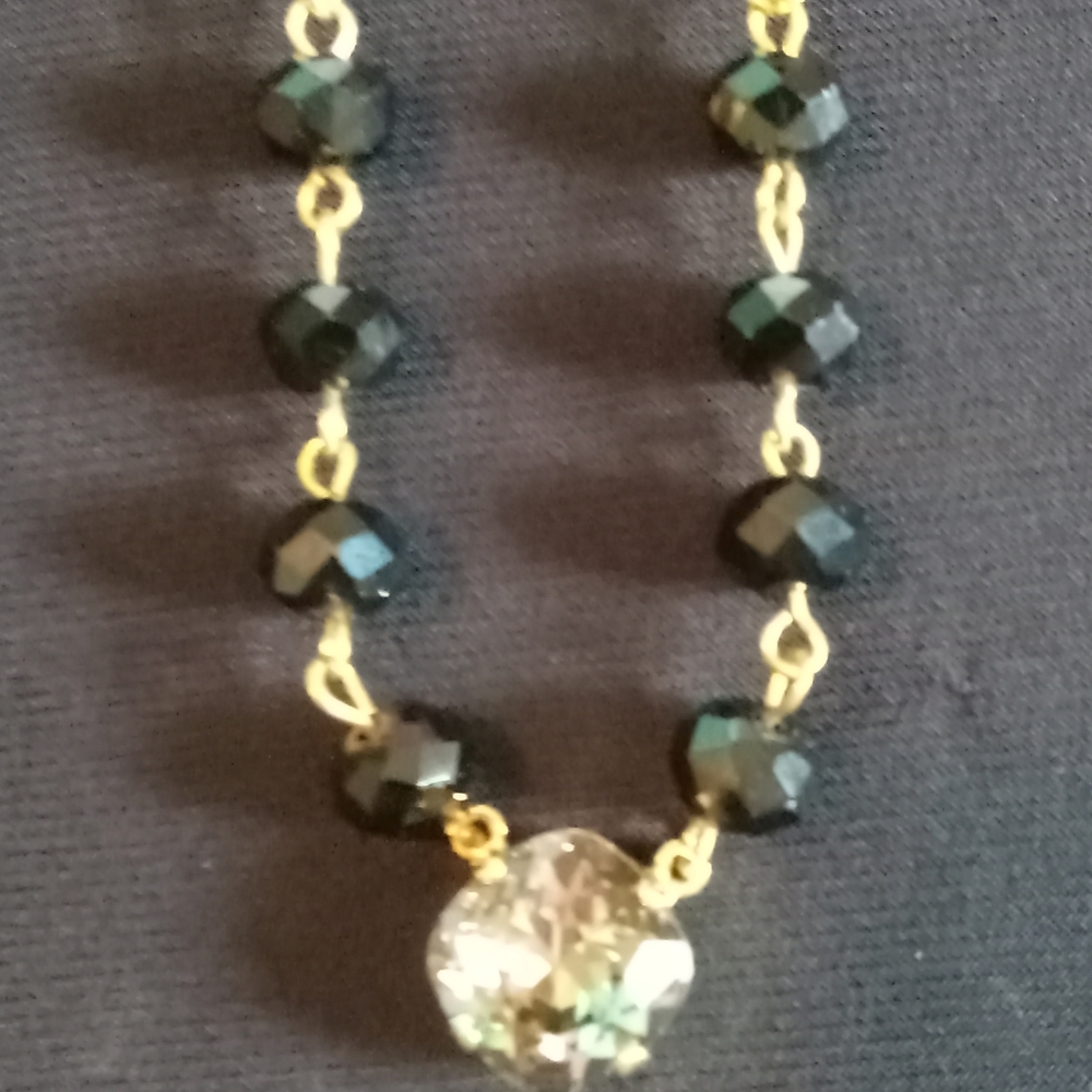 Victoria lynn Swarovski crystal black and gold necklace